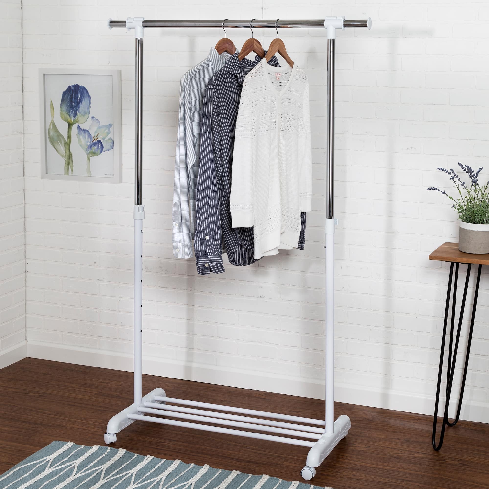 Honey Can Do Chrome & White Garment Rack